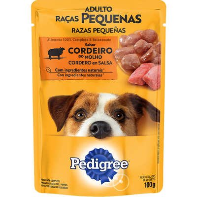 Ração Úmida Pedigree Sachê Cordeiro ao Molho para Cães Adultos de Raças Pequenas
