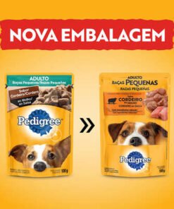Ração Úmida Pedigree Sachê Cordeiro ao Molho para Cães Adultos de Raças Pequenas