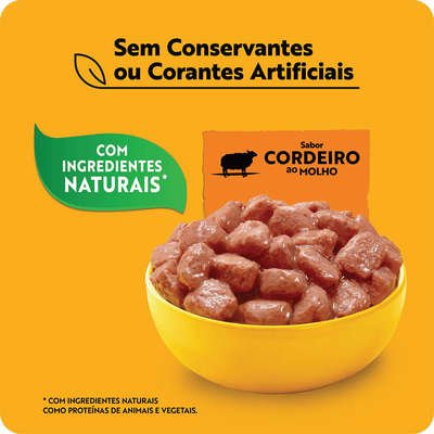 Ração Úmida Pedigree Sachê Cordeiro ao Molho para Cães Adultos de Raças Pequenas